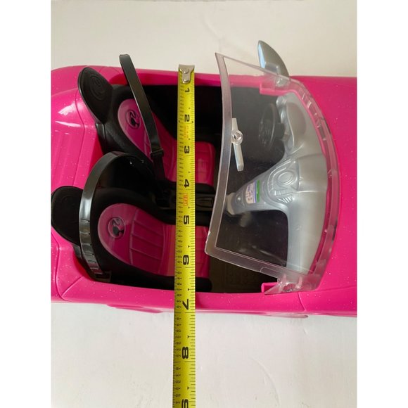 Barbie's sports car hot pink convertible doll size two seats glitter Mattel 2013 - Picture 8 of 8